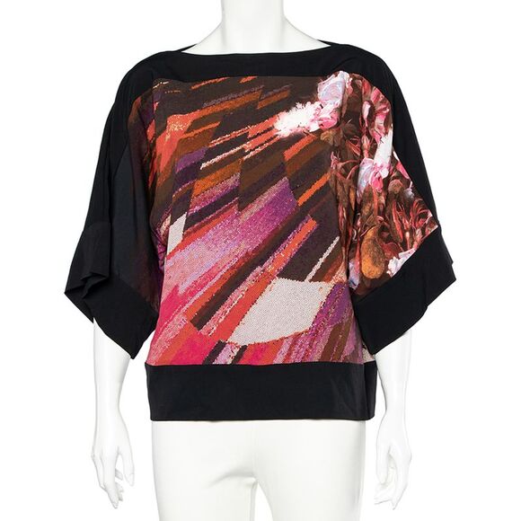 Class by Roberto Cavalli Multicolored Printed Crepe Blouse M - Picture 1 of 4